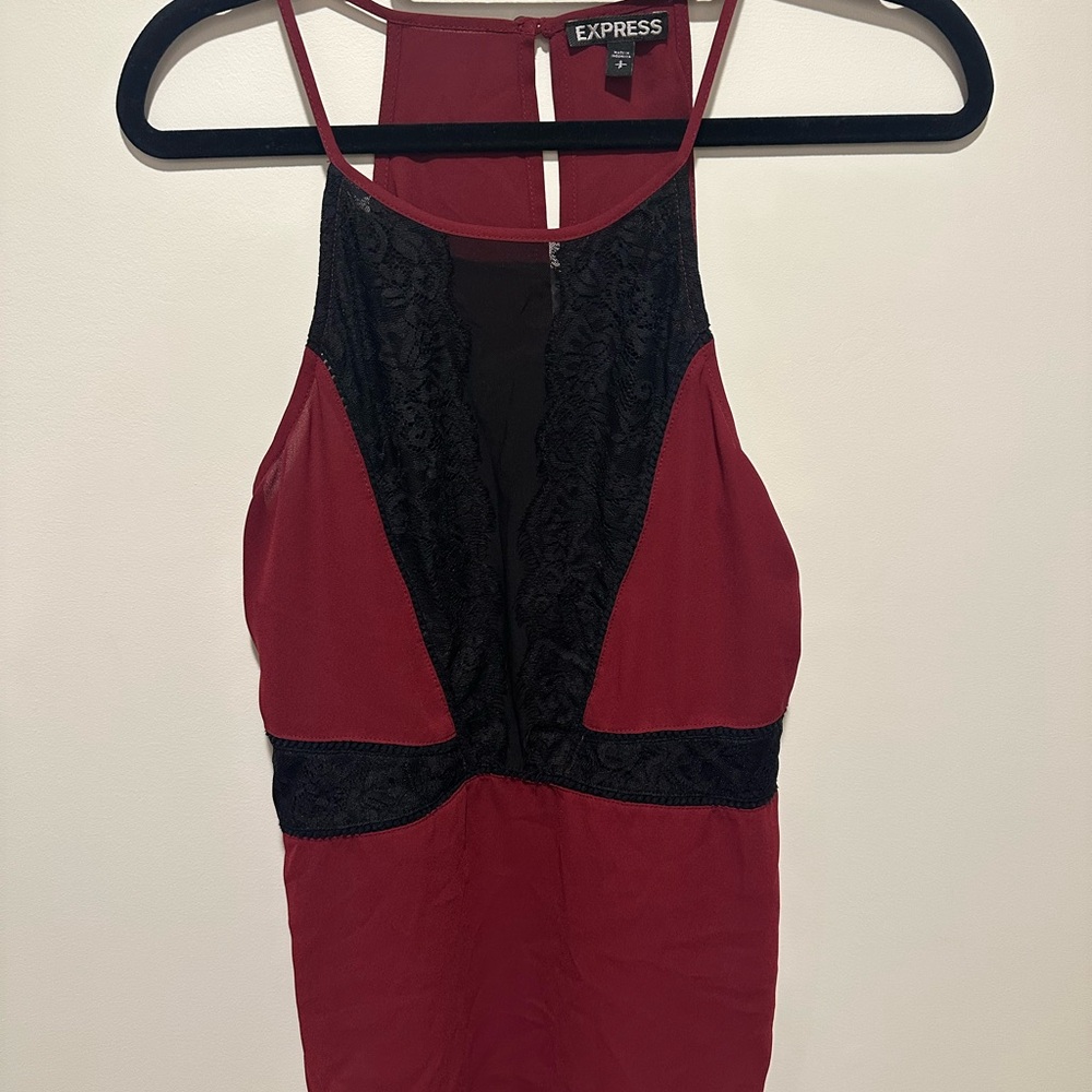 Express Burgundy and Black Lace Cami